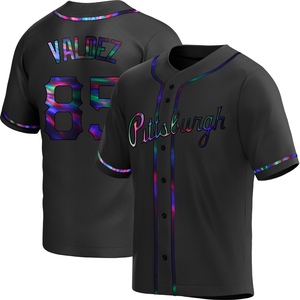 Men's Esmerlyn Valdez Pittsburgh Pirates Replica Black Holographic Alternate Jersey
