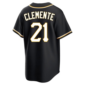 Men's Roberto Clemente Pittsburgh Pirates Replica Black Fashion Out Jersey