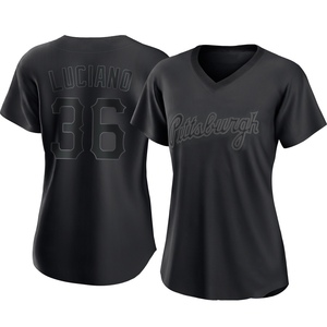 Women's Marco Luciano Pittsburgh Pirates Replica Black Pitch Fashion Jersey
